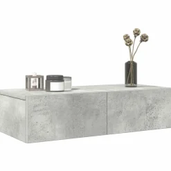 vidaXL Estanterías-Estante de pared con cajones madera contrachapada gris hormigón