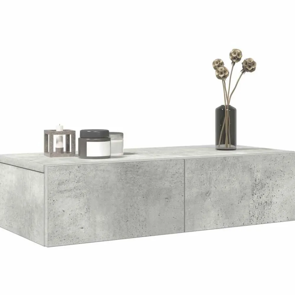 vidaXL Estanterías-Estante de pared con cajones madera contrachapada gris hormigón
