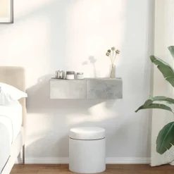 vidaXL Estanterías-Estante de pared con cajones madera contrachapada gris hormigón