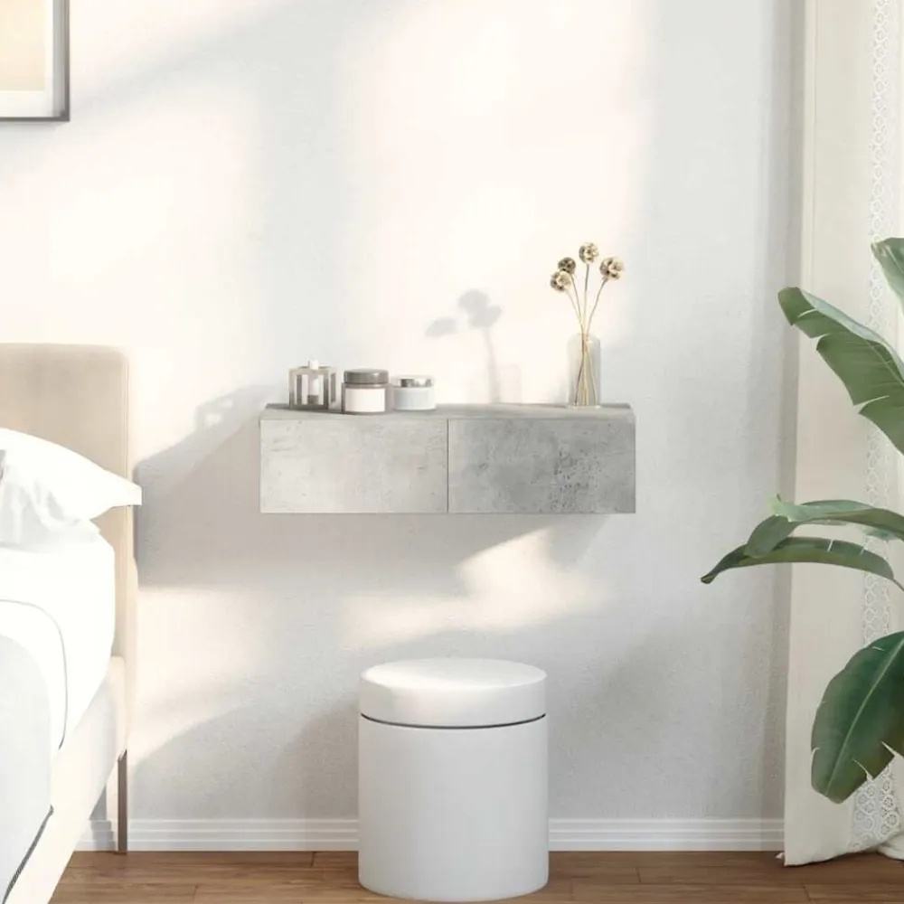 vidaXL Estanterías-Estante de pared con cajones madera contrachapada gris hormigón