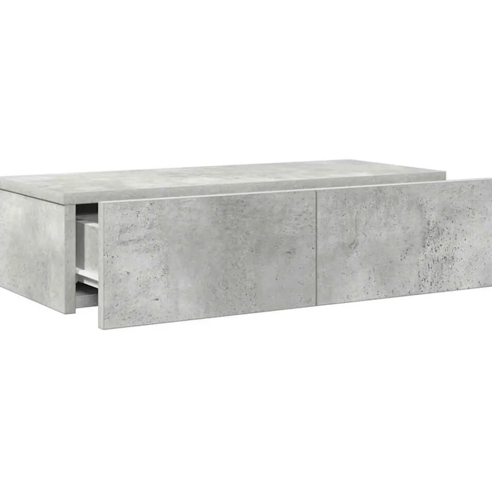 vidaXL Estanterías-Estante de pared con cajones madera contrachapada gris hormigón