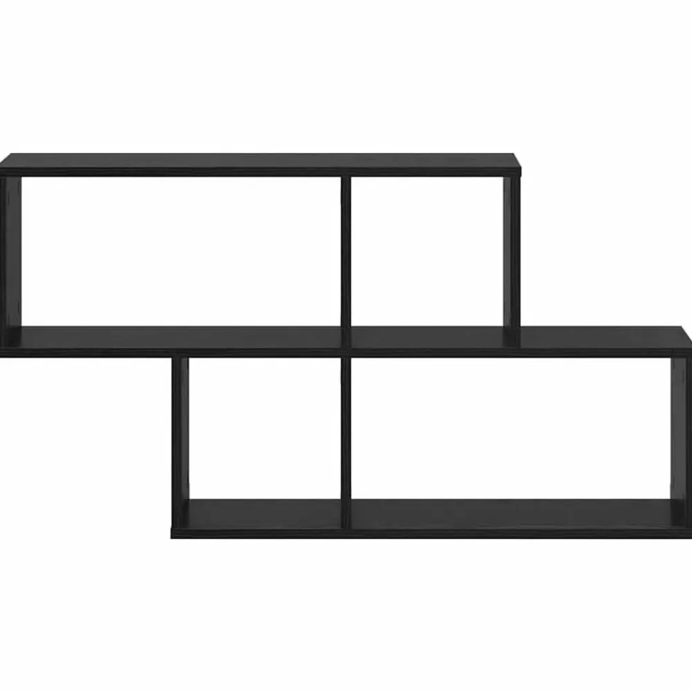 vidaXL Estanterías-Estante de pared con estante Negro Madera de ingeniería
