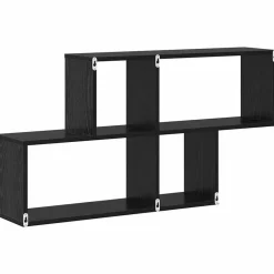 vidaXL Estanterías-Estante de pared con estante Negro Madera de ingeniería