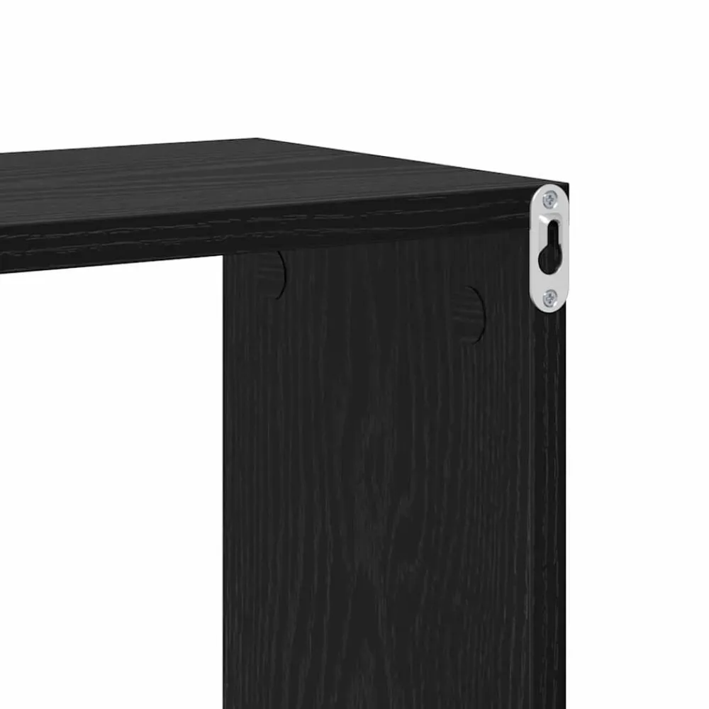vidaXL Estanterías-Estante de pared con estante Negro Madera de ingeniería