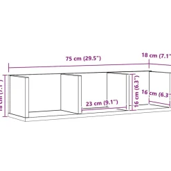 vidaXL Estante de pared con estante 75 x 18 x 18 cm Roble negro