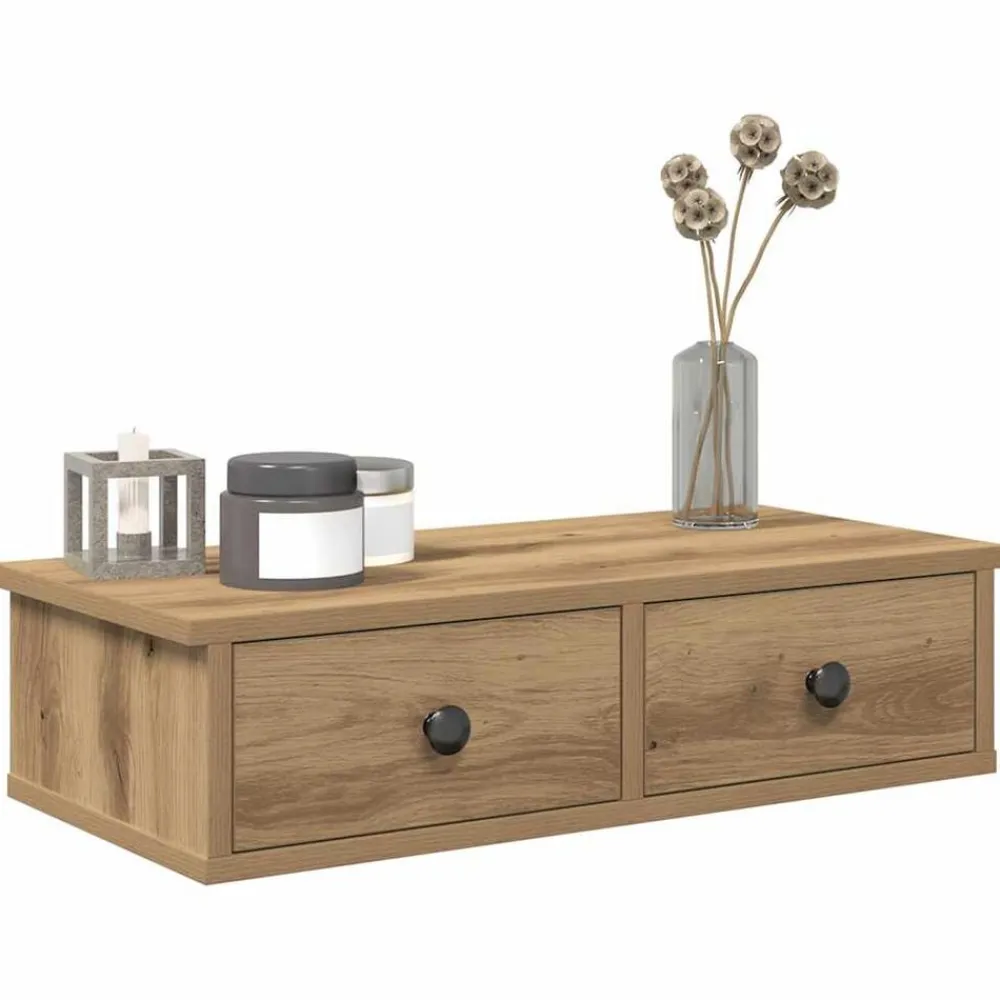 vidaXL Estante de pared cajones madera contrachapada roble artesanal Roble artisan Clearance