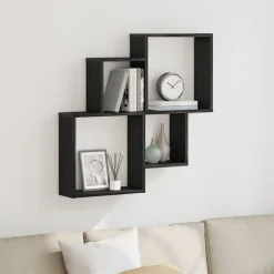 vidaXL Estante de pared con estante 80 x 15 x 78,5 cm Roble negro