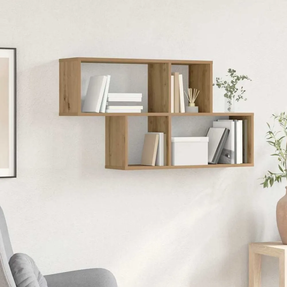vidaXL Estante de pared con estante Marrón Madera de ingeniería Roble artisan Best