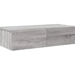 vidaXL Estante de pared con cajones madera contrachapada roble ahumado Gris sonoma New