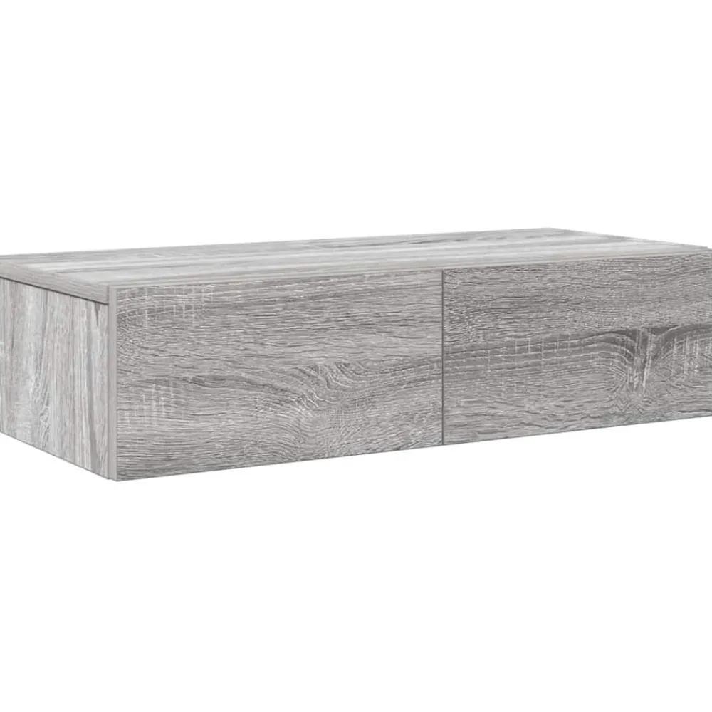 vidaXL Estante de pared con cajones madera contrachapada roble ahumado Gris sonoma New
