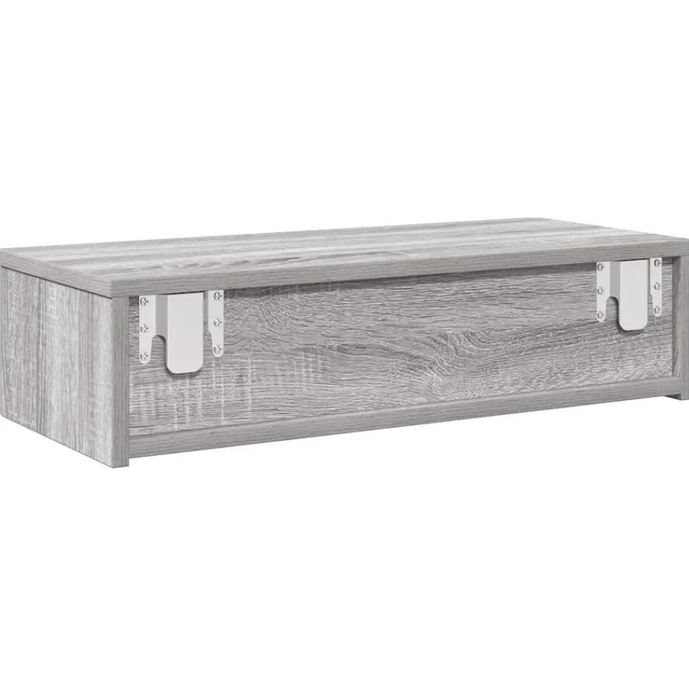 vidaXL Estante de pared con cajones madera contrachapada roble ahumado Gris sonoma New