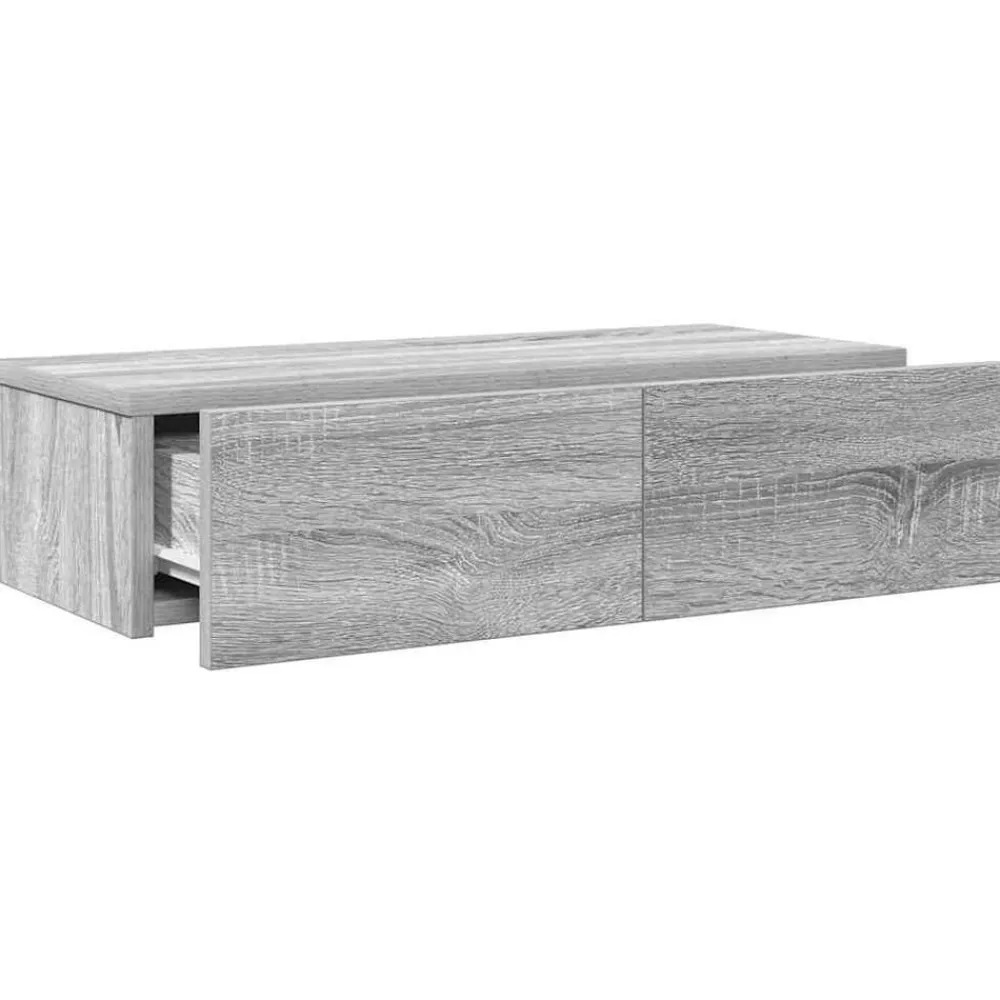 vidaXL Estante de pared con cajones madera contrachapada roble ahumado Gris sonoma New