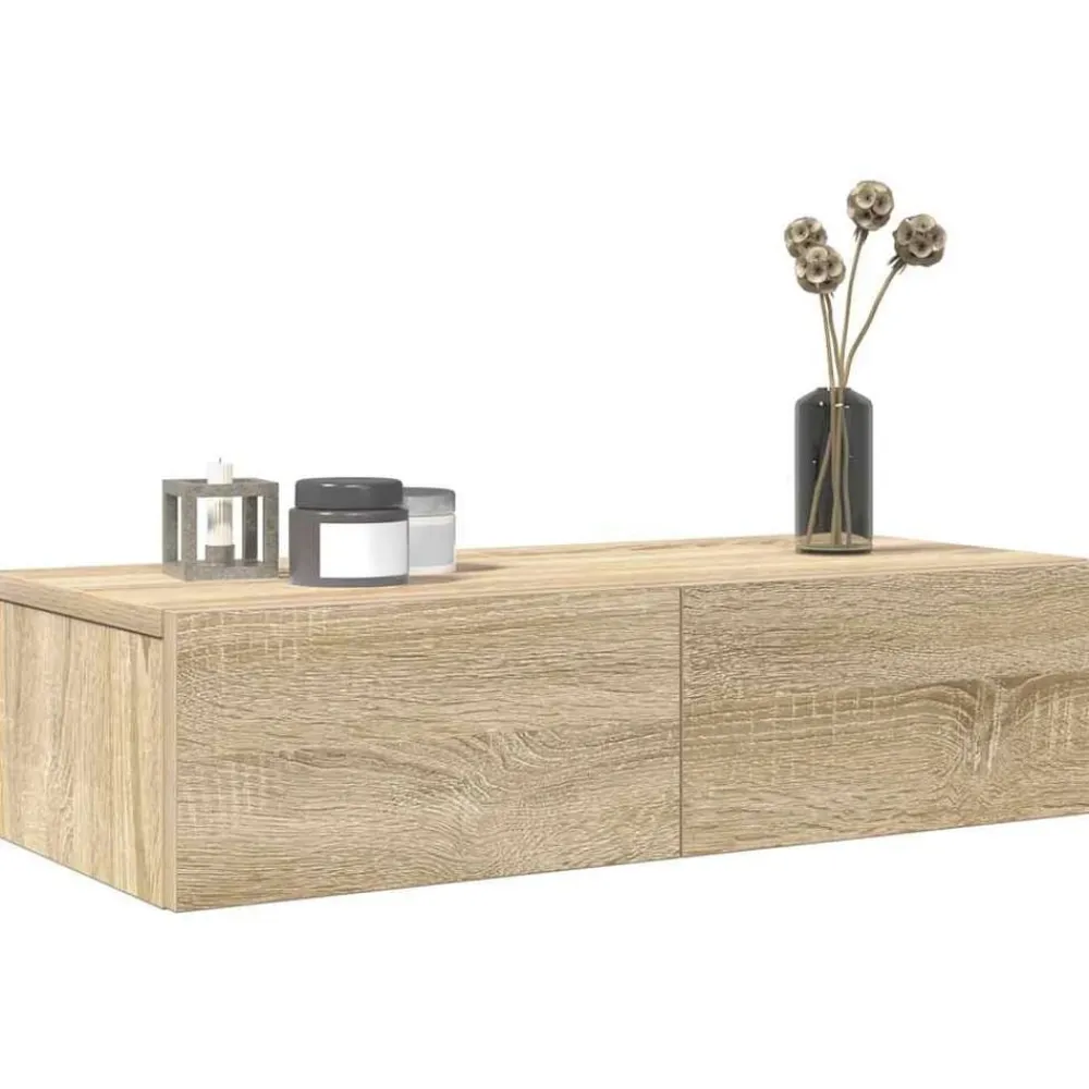 vidaXL Estante de pared con cajones madera contrachapada Roble Sonoma New