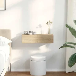 vidaXL Estante de pared con cajones madera contrachapada Roble Sonoma New