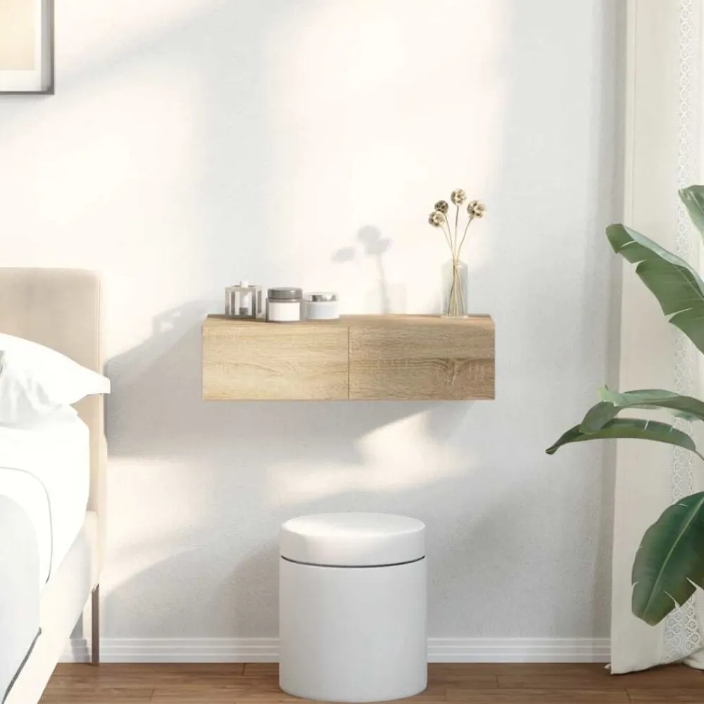 vidaXL Estante de pared con cajones madera contrachapada Roble Sonoma New