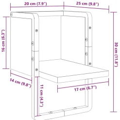 vidaXL Estante de pared con barra 20x25x30 cm Gris sonoma Hot