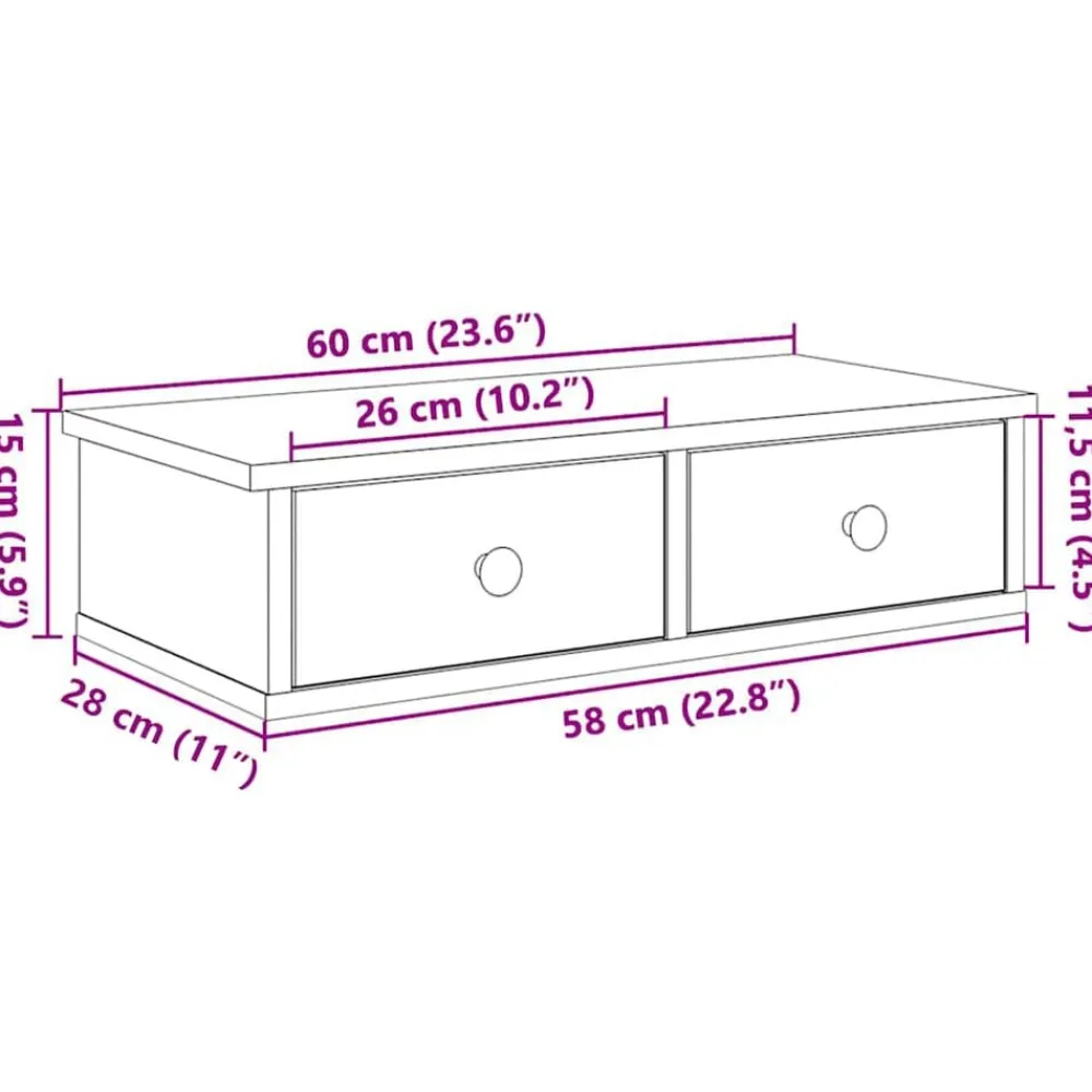 vidaXL Estante de pared con cajones de madera contrachapada Blanco Hot