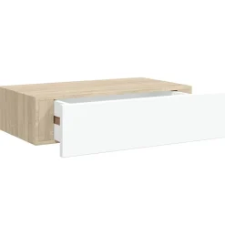 vidaXL Estante de pared con cajón de MDF (, 40 x 23,5 x 10 cm) Roble y blanco Hot