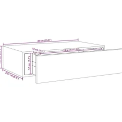 vidaXL Estante de pared con cajón de MDF (, 40 x 23,5 x 10 cm) Roble y blanco Hot