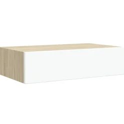 vidaXL Estante de pared con cajón de MDF (, 40 x 23,5 x 10 cm) Roble y blanco Hot