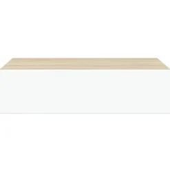 vidaXL Estante de pared con cajón de MDF (, 40 x 23,5 x 10 cm) Roble y blanco Hot