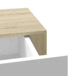 vidaXL Estante de pared con cajón de MDF (, 40 x 23,5 x 10 cm) Roble y blanco Hot