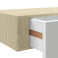 vidaXL Estante de pared con cajón de MDF (, 40 x 23,5 x 10 cm) Roble y blanco Hot