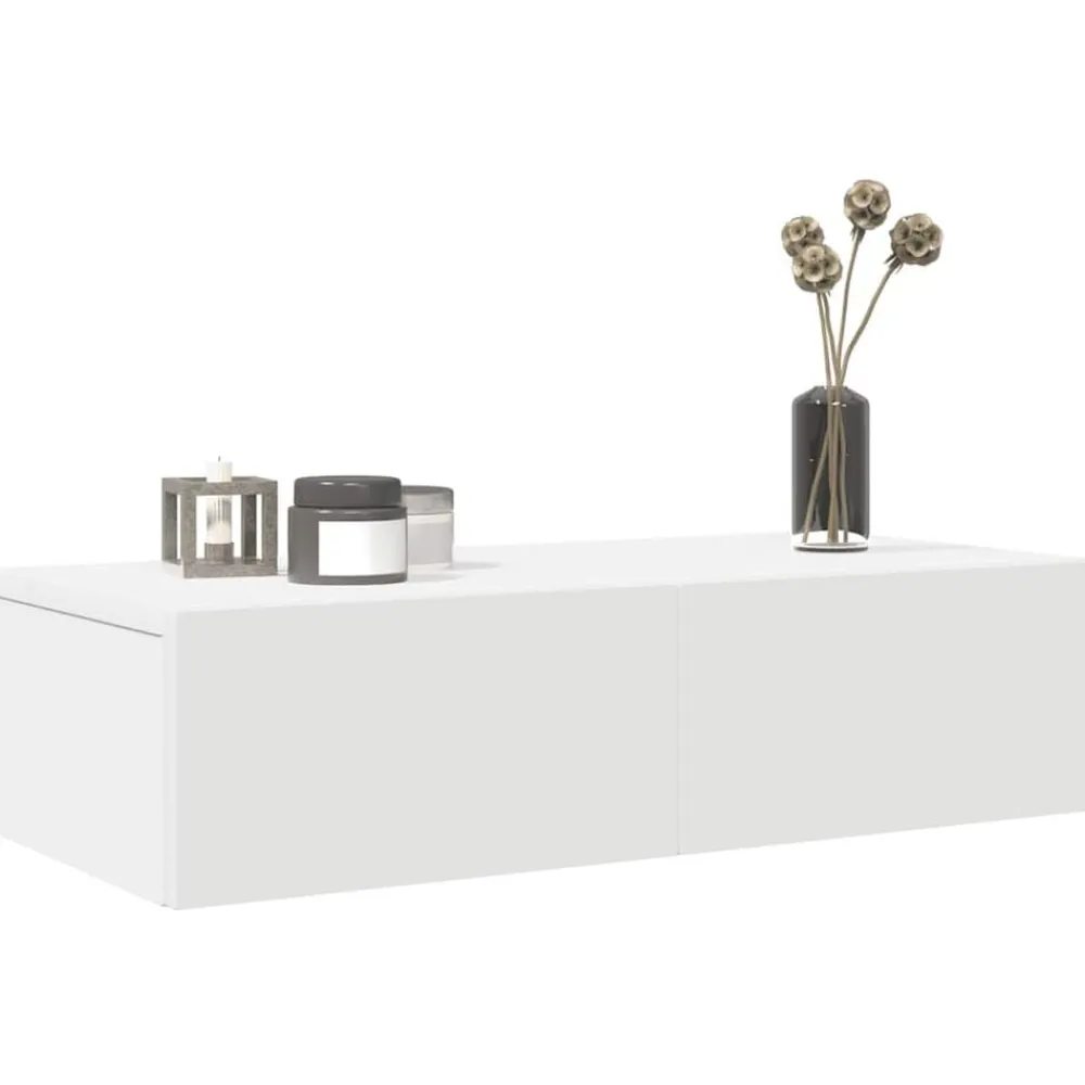 vidaXL Estante de pared con cajones de madera contrachapada Blanco Hot