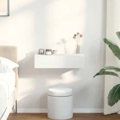 vidaXL Estante de pared con cajones de madera contrachapada Blanco Hot
