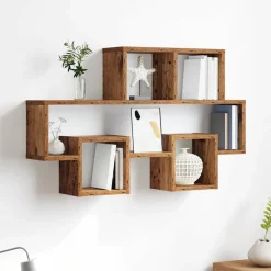 vidaXL Estante de pared con estante 82 x 15 x 51 cm Madera vieja Clearance