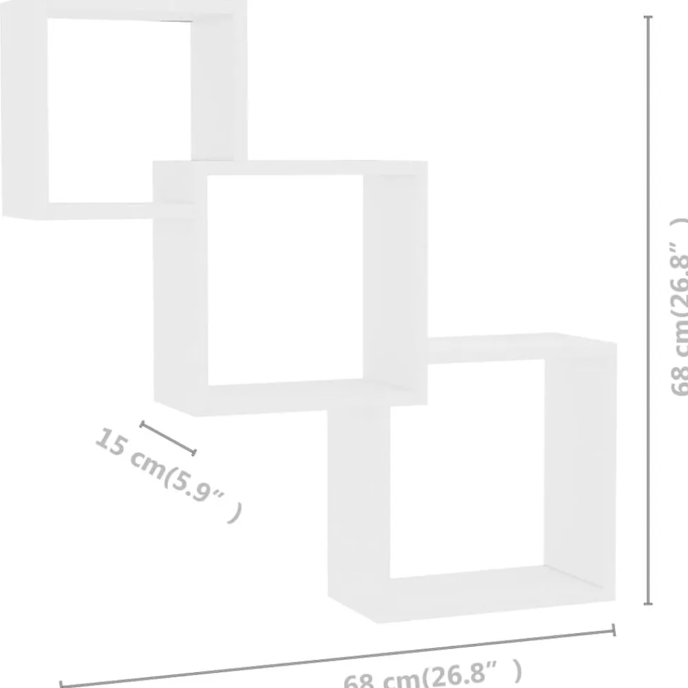 vidaXL Estante de pared de cubo de madera contrachapada 68x15x68 cm Blanco Hot