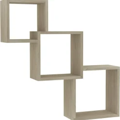 vidaXL Estanterías-Estante de pared de cubo contrachapada color roble 68x15x68cm