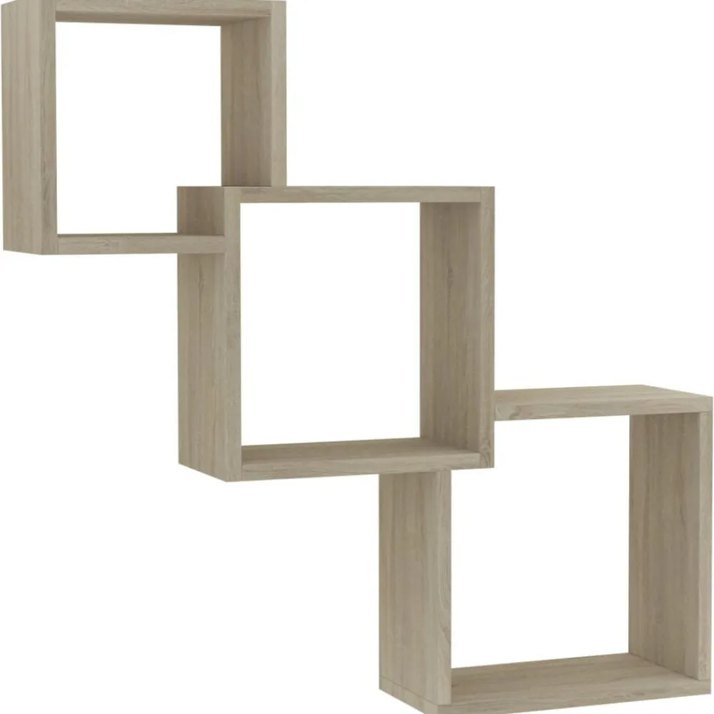 vidaXL Estanterías-Estante de pared de cubo contrachapada color roble 68x15x68cm