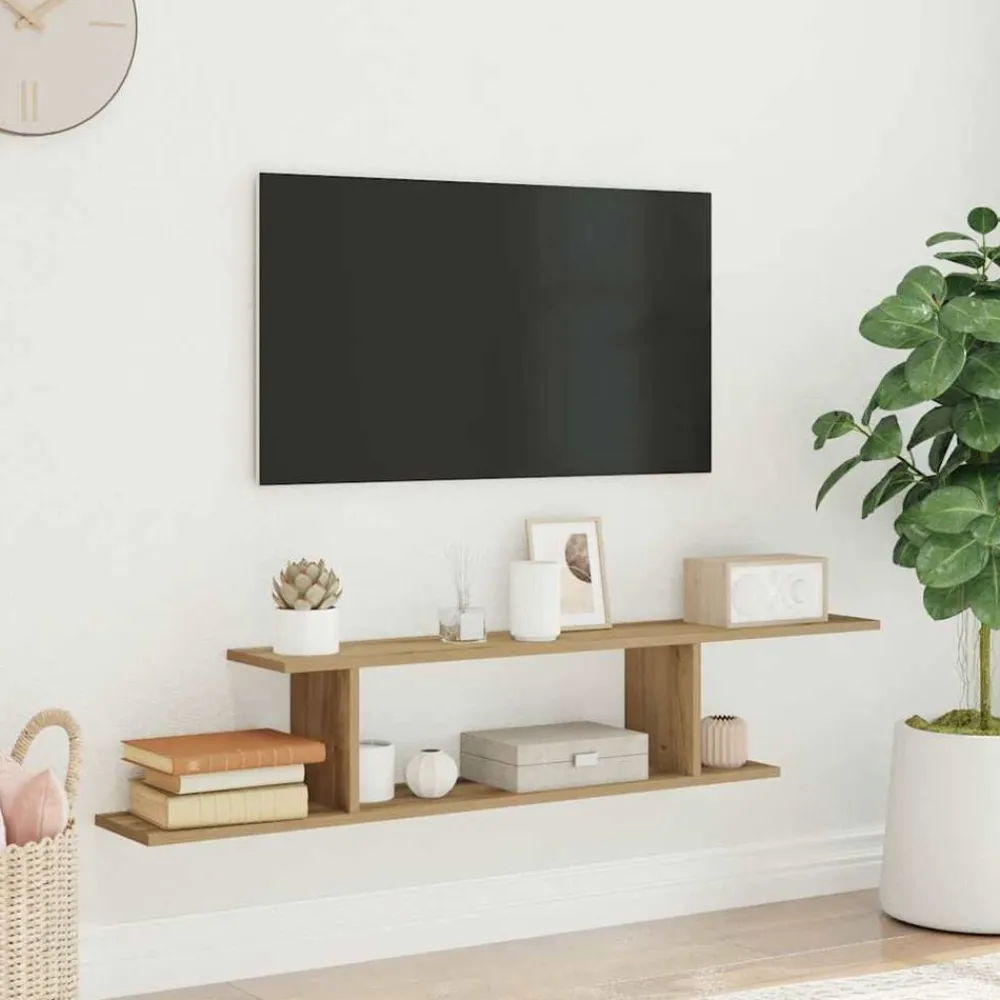 vidaXL Estanterías-Estante de pared de TV madera roble artesanal 125x18x23 cm