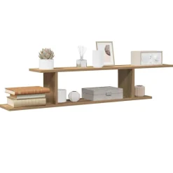 vidaXL Estanterías-Estante de pared de TV madera roble artesanal 125x18x23 cm