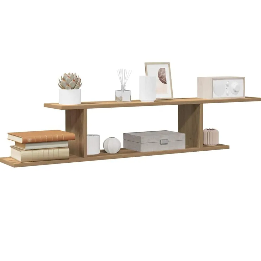 vidaXL Estanterías-Estante de pared de TV madera roble artesanal 125x18x23 cm