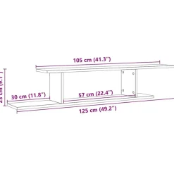 vidaXL Estanterías-Estante de pared de TV madera roble artesanal 125x18x23 cm