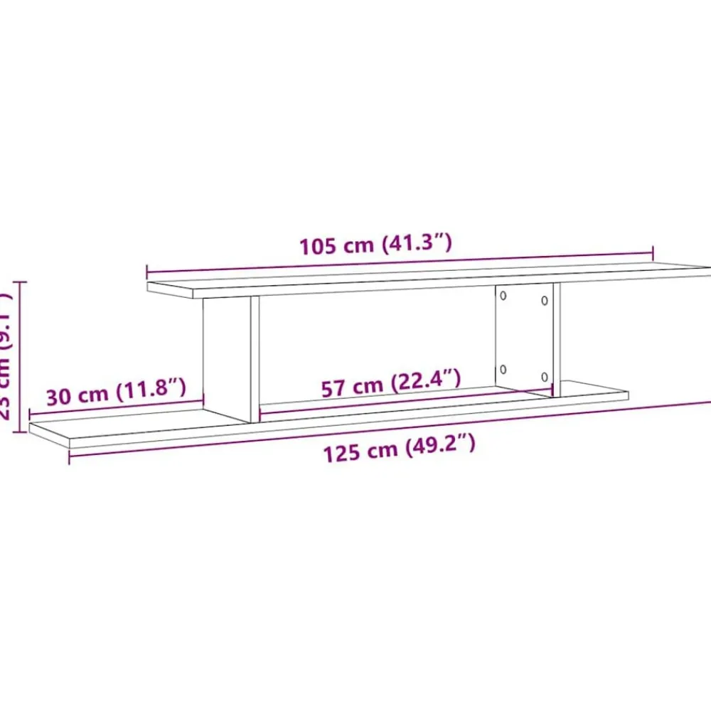 vidaXL Estanterías-Estante de pared de TV madera roble artesanal 125x18x23 cm
