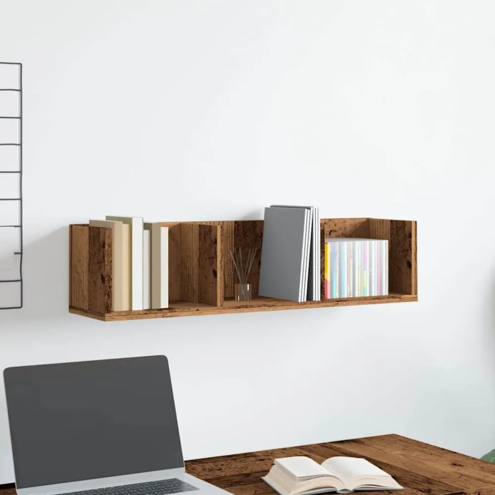 vidaXL Estante de pared de CD madera ingeniería envejecida 75x18x18 cm Madera antigua New