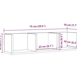 vidaXL Estante de pared de CD madera ingeniería envejecida 75x18x18 cm Madera antigua New