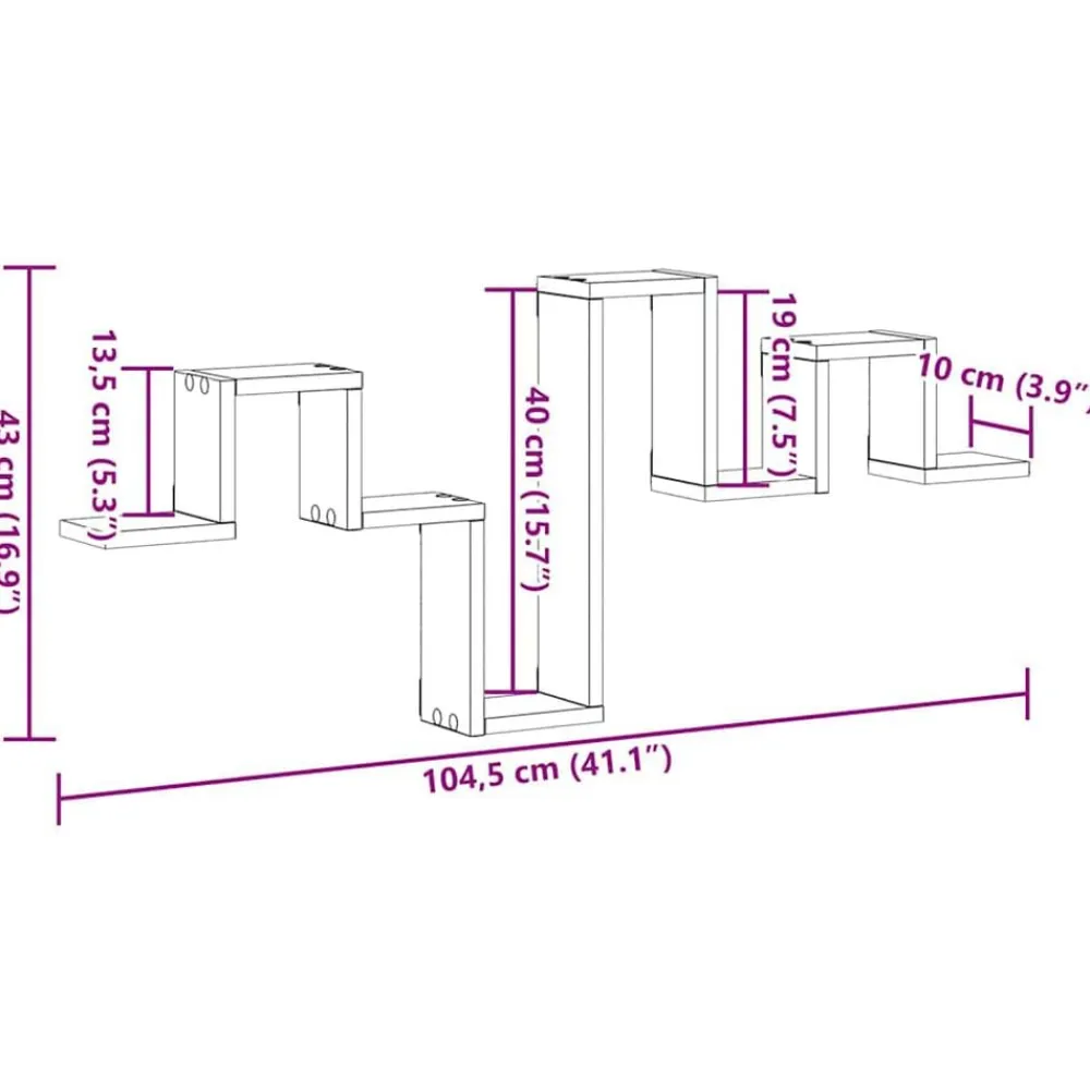 vidaXL Estanterías-Estante de pared Madera vieja 104.5 x 43 x 10 cm