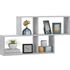 vidaXL Estanterías-Estante de pared madera contrachapada gris hormigón 100x18x53cm