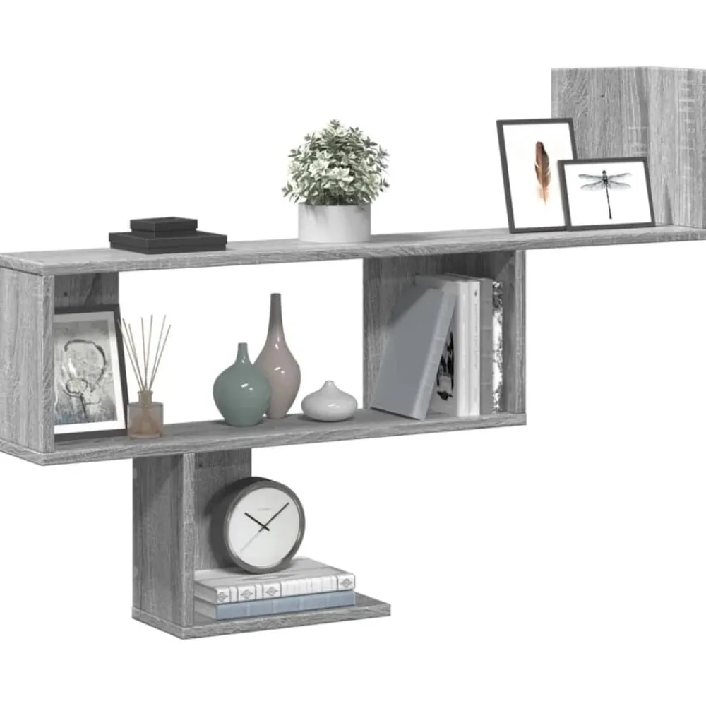 vidaXL Estante de pared madera ingeniería 100x15x70 cm Gris sonoma New