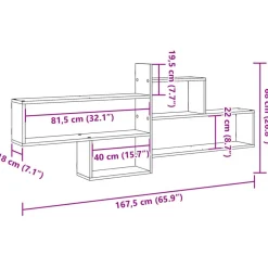 vidaXL Estanterías-Estante de pared madera ingeniería envejecida 167,5x18x68 cm