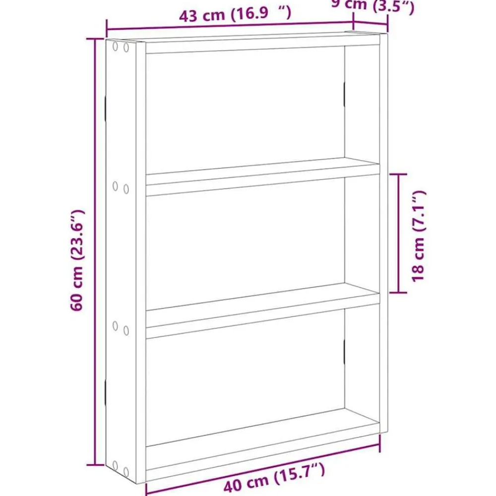 vidaXL Estante de pared madera ingeniería 43x9x60 cm Roble artisan Outlet