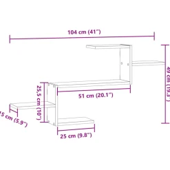 vidaXL Estante de pared madera ingeniería 104x15x49 cm Roble ahumado Online