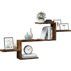 vidaXL Estante de pared madera ingeniería 104x15x49 cm Roble ahumado Online