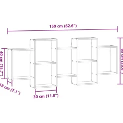 vidaXL Estanterías-Estante de pared madera ingeniería 159x18x65 cm