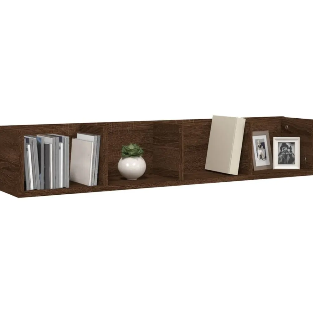 vidaXL Estanterías-Estante de pared para CD madera color roble marrón 100x18x18 cm