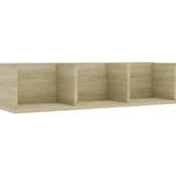 vidaXL Estanterías-Estante de pared para CD contrachapada color roble 75x18x18cm